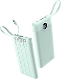 Portable Chargers 10000mAh, Slim Travel Essentials Power Bank, 5 Outputs 2 Inputs LED Display External Battery Pack with Built-in Cables Compatible with iPhone/Android & More (Teal) by KeepYourLifeCharged%EF%BC%81