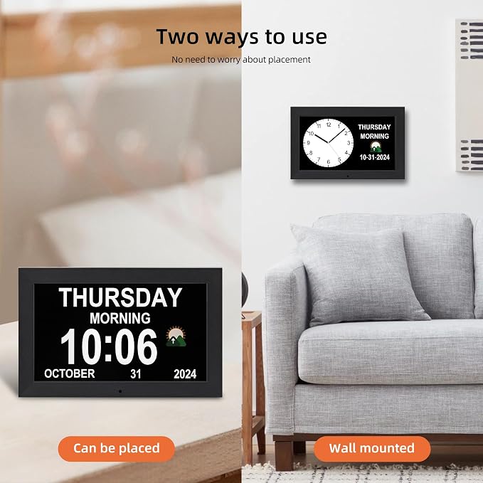 Large digital clock with time, Dementia clock with day and date - Image 4