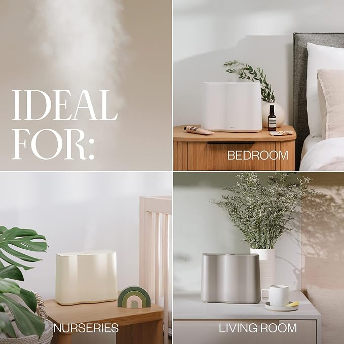 Vitruvi Cloud Bedside Humidifier, Dove, 24 Hr Run Time, 602ft Coverage, Large Home Bedroom - Night Mode - Includes 3 Month Filter - Image 5