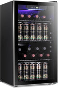 Antarctic Star Wine Cooler Cabinet Beverage Refrigerator 3.2cu.ft Black | 26 Bottle 130 Can capacity for wine, beer and soda, Clear Glass Door, Quiet, Digtal temp control, for home, office and bar by AntarcticStar