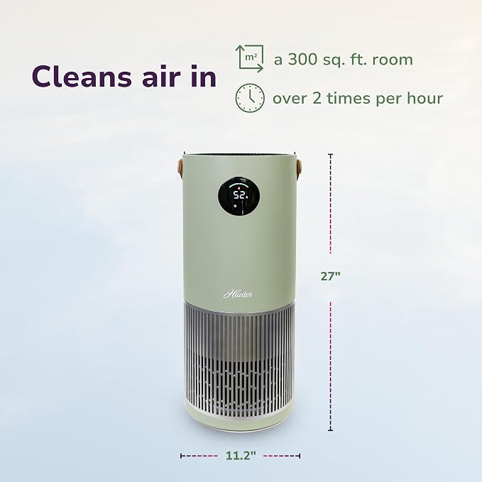 Hunter Fan Company Humidifier and Air Purifier In One, Advanced Filtration Air Purifiers for Home, Air Purifiers for Home Pets, Humidifiers for Bedroom and Humidifiers for Bedroom Baby, Sage/Silver - Image 8