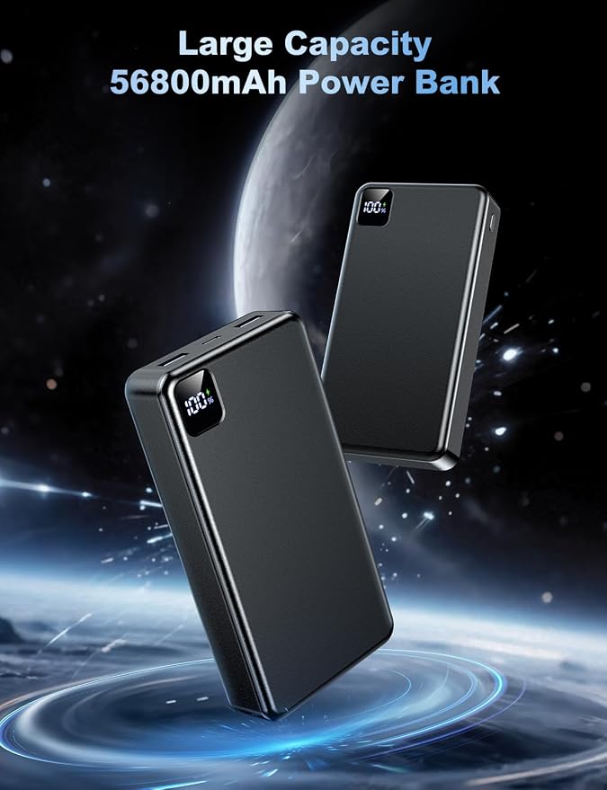 Portable Charger Power Bank, PD 22.5 W Fast Charging Large Capacity Battery Pack, 56800mAh Portable Phone Charger for Travel Camping Essential Compatible with iPhone 17/16/15/14/13 Series, iPad-Black - Image 4