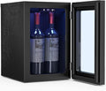 Antarctic Star 0.9Cu. Ft. Counter-top Wine Cellar Mini Fridge | 2 Bottle+6 Can Red Wine Beverage Refrigerator, Quiet, Portable, LED Light and Display, 40-61 ℉, Black by AntarcticStar