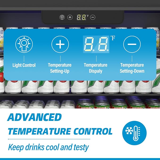 Compact Beverage Refrigerator, 5.3Cu.Ft/166 Can Mini Fridge with Glass Door and Digital Display, Small Drink Fridge with Adjustable Shelves for Soda, Silent Undercounter Mini Fridge for Home - Image 6