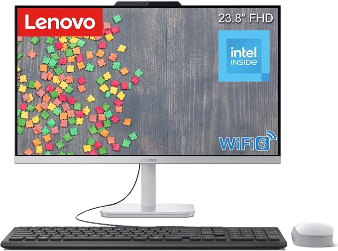 Lenovo IdeaCentre 24" 16GB 512GB SSD 8-Core All-in-One Desktop Computer | FHD IPS Anti-Glare AIO Display, WiFi 6, Windows 11, Business, Home Office by LENOVO