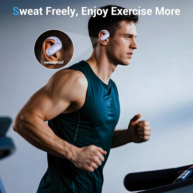 Sport Wireless Earbuds,60Hrs BT5.4 ENC IPX7 Waterproof Earhooks Deep Bass | 14.2mm drivers deliver rich stereo sound. Soft silicone ensures a secure, painless fit for long workouts. - Image 2