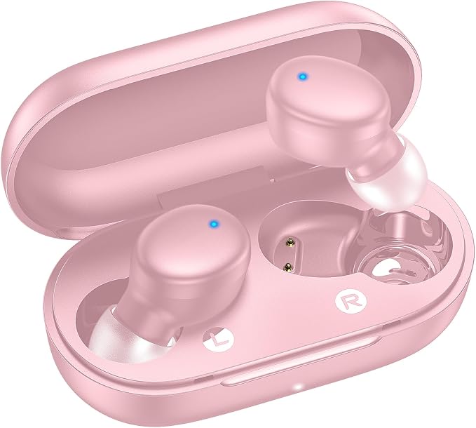 kurdene Wireless Earbuds Bluetooth 5.3 Light Weight in Ear Headphones | Premium Sound Bass Ear buds with Charging Case,Touch Control,Built in Mics Headset,Clear Calls for Sports Workout Pink by KurdeneLLC