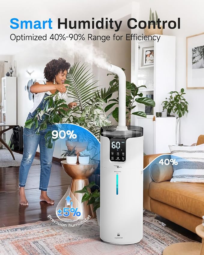 16L Smart Humidifier large room, Whole house Humidifier for Home 1500 sq.ft with APP/Voice/Remote Control, Ultrasonic Cool Mist Humidifiers for Bedroom, Plants, office with Tube, White - Image 6