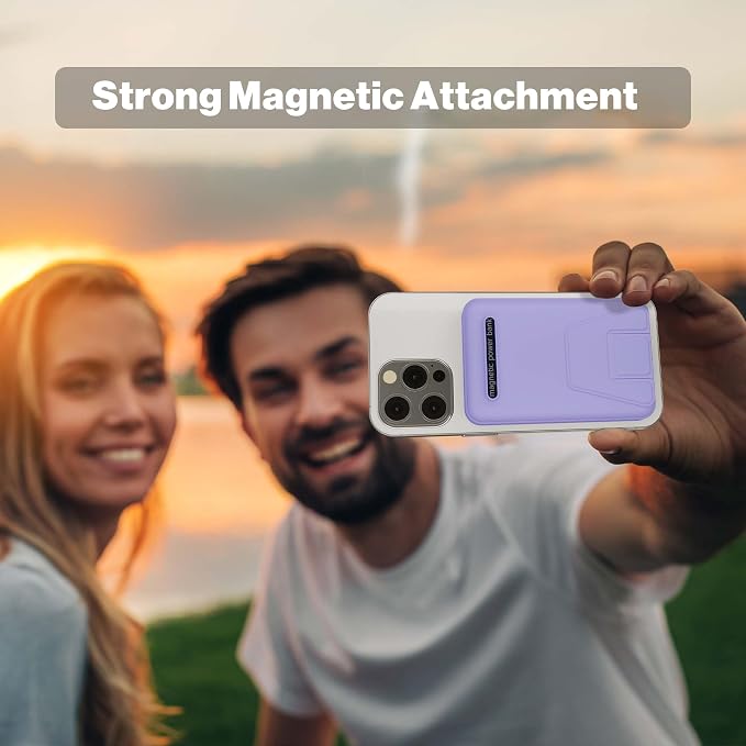 AOGUERBE for Magsafe Power Bank, 10000mAh Foldable Magnetic Battery Pack with LED Display, 3 in 1 Wireless Portable Charger with 22.5W Fast Charging for iPhone 17/16/15/14/13/12 Series-Lilac - Image 3