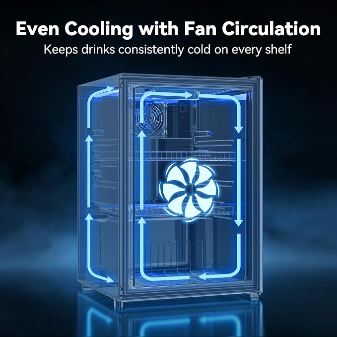 Beverage Refrigerator, 2.47 Cu.Ft Mini Fridge Beverage Cooler | Glass Door, 35–65°F Digital Temperature Display, Adjustable Shelves, Beverage Fridge for Soda, Beer & Wine - Image 4