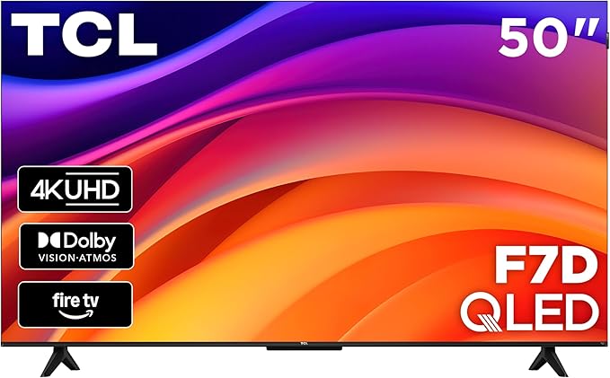TCL 50-Inch F7D Series 4K QLED (50F7D, 2026 Model) with Dolby Vision HDR & Dolby Atmos Smart TV with Fire TV, Alexa+, Auto Game Mode, High Brightness LED Backlight, and Hands-Free Voice Control by TCL