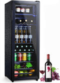Anypro Beverage Refrigerator Cooler 4.8 Cu.Ft, Mini Fridge with Freeze with Glass Door for Soda Beer or Wine, Small Drink Dispenser Machine for Home Office Bar, 7 Temperatures, Adjustable Shelves by Anypro