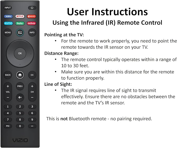 VIZIO SmartCast Universal Remote Control - Smart Remote Replacement for All VIZIO TVs - Infrared Remote Requires 2 AAA Batteries - Image 3