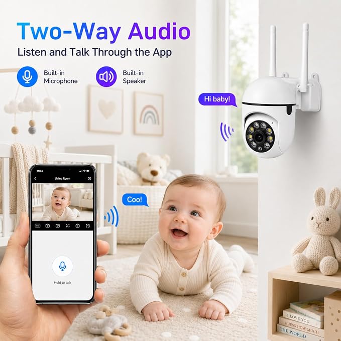 Security Camera Indoor 1080P Wired, Pan/Tilt Control, Two-Way Audio, Easy Setup - Image 2