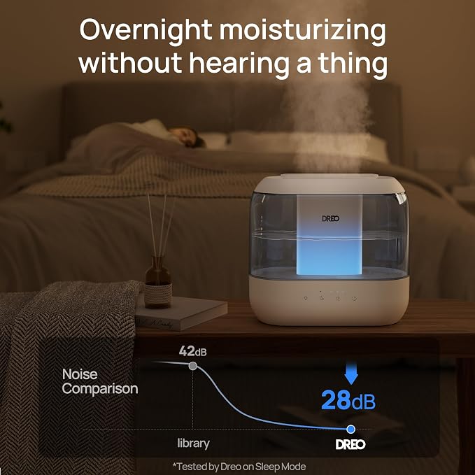 Dreo Humidifiers for Bedroom, 4L Top Fill for Large Room, 36H Runtime, 28 dB Quiet Supersized Cool Mist Air Humidifier for Baby Nursery, Plants, Indoor, Night Light, Easy to Clean & Fill, Gray - Image 7