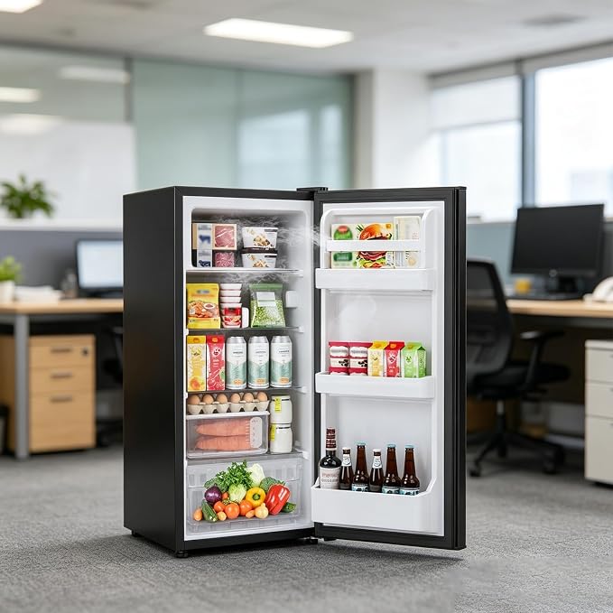 4.5 Cu.Ft Mini Fridge with Freezer, 2 Door Compact Refrigerator, Small Fridge with Adjustable Thermostat Energy Ultra Quiet, Mini Fridge Removable Glass Shelves for Bedroom Office Dorm-Satin Black - Image 5