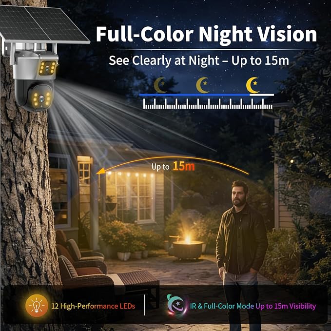 4G Solar Security Camera, 2K Dual-Lens Outdoor Camera Wireless - Image 6