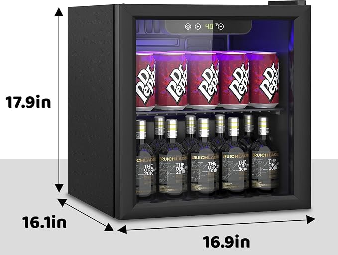 Compact 60 Can/1.3 Cu.Ft Mini Fridge with Reversible Glass Door | for Soda, Beer, Wine, Portable Small Beverage Refrigerator With Digital Display&Removable Shelves, for Office, Dorm, Bar - Image 2