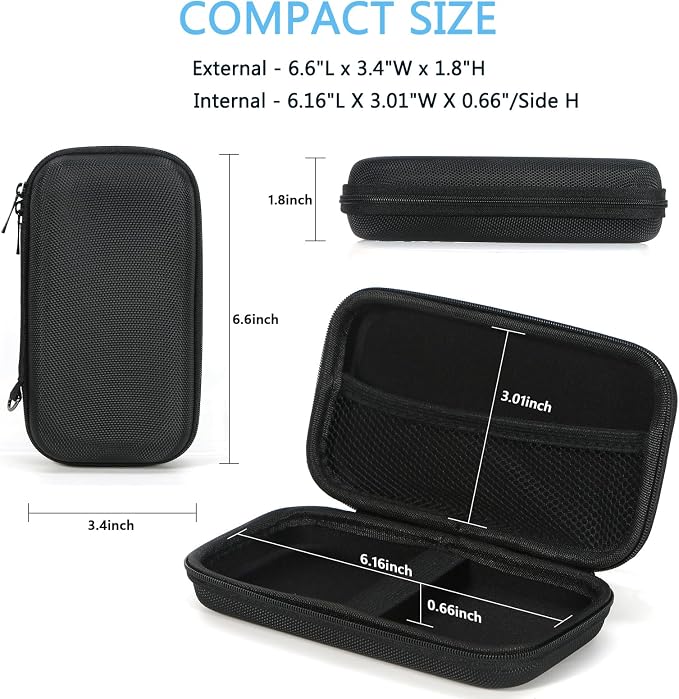 GLCON Portable Protection Hard EVA Case for External Battery,Cell Phone,GPS,Hard Drive,USB Charging Cable,Carrying Bag Mesh Inner Pocket,Zipper Enclosure,Universal Travel Pouch Bag - Image 3