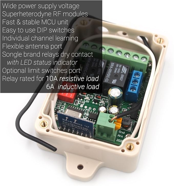 Solidremote 12V - 24V Secure Wireless RF Remote Control Relay Switch Universal - Image 5