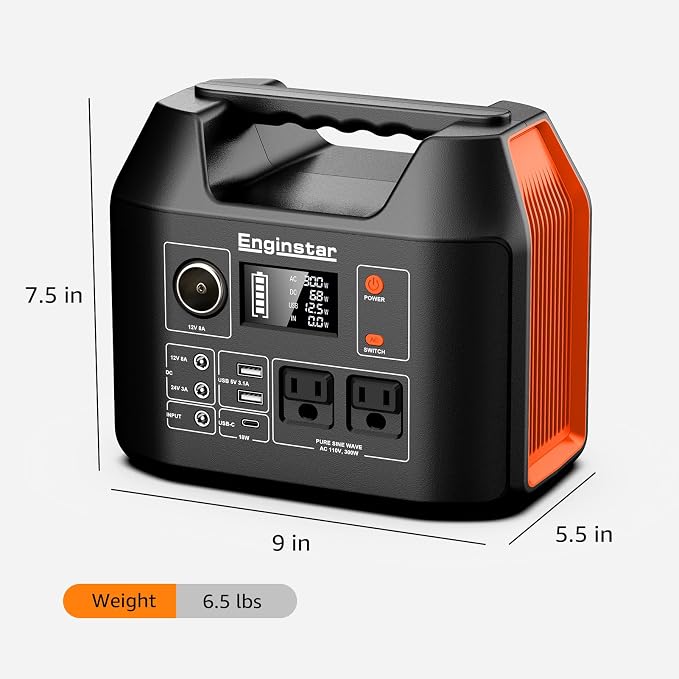 EnginStar Portable Power Station 300W 296Wh Battery Bank with 110V Pure Sine Wave AC Outlet for Outdoors Camping Hunting and Emergency, 80000mAh Backup Battery Power Supply for CPAP - Image 2
