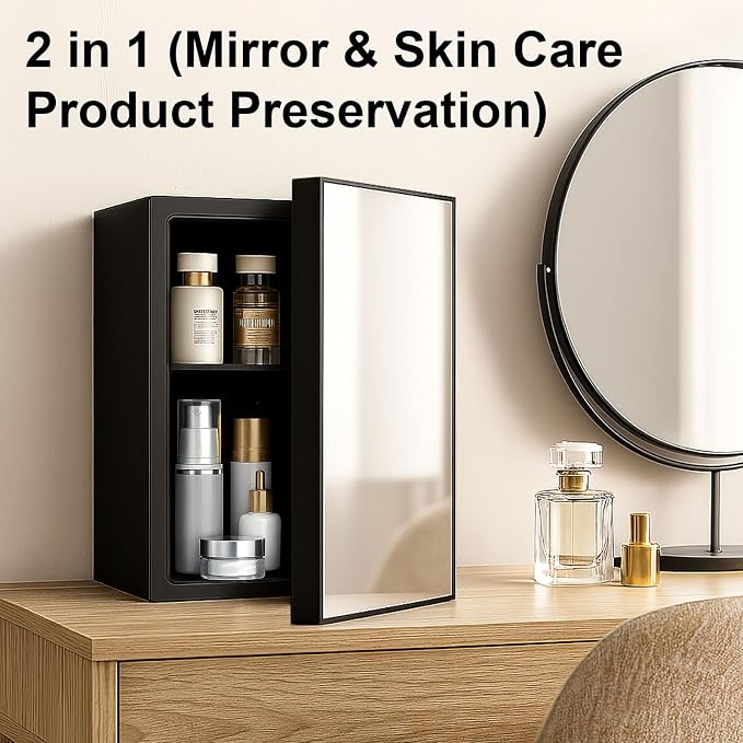 DOGHLY 0.95 Cu.Ft Mini Fridge Mirror Door, 24 Cans Beverage Refrigerator | Beauty Skincare Fridge with Temperature Control, Removable Shelf, Small Makeup Cooler for Bedroom, Dorm, Office - Image 8