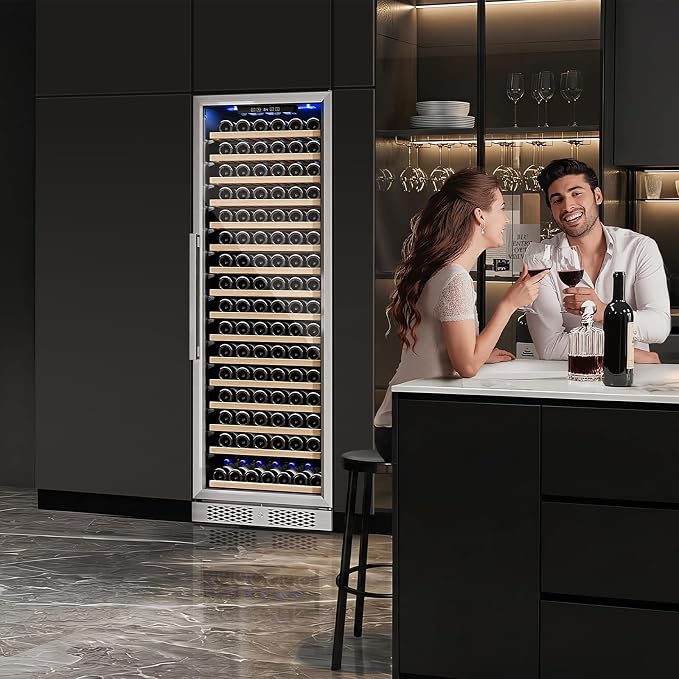 ROVSUN 24'' Wine Cooler Refrigerator, 171 Bottles Wine Fridge with Professional Temperature Control System, Large Capacity Built-in Wine Cellar with Touch Panel Control for Wine Enthusiast, Restaurant - Image 7