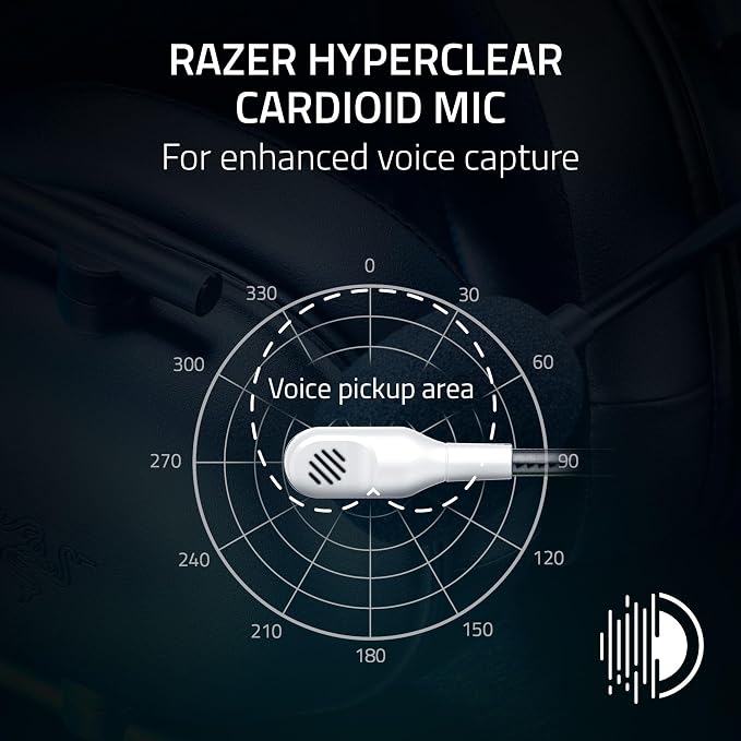Razer BlackShark V2 X Wired PlayStation Gaming Headset, White | 50mm Drivers, Cardioid Mic, Lightweight, Comfortable Noise Isolating Earcups, For PS5, Xbox Series X, PC, Switch, 3.5 mm Jack - Image 3