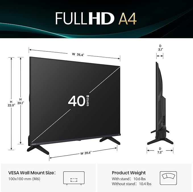 Hisense 40-Inch Class A4 Series FHD 1080p Smart Fire TV (40A4NF) - DTS Virtual: X, Slim Bezel Design, Alexa Built in, Streaming TV, Black - Image 3