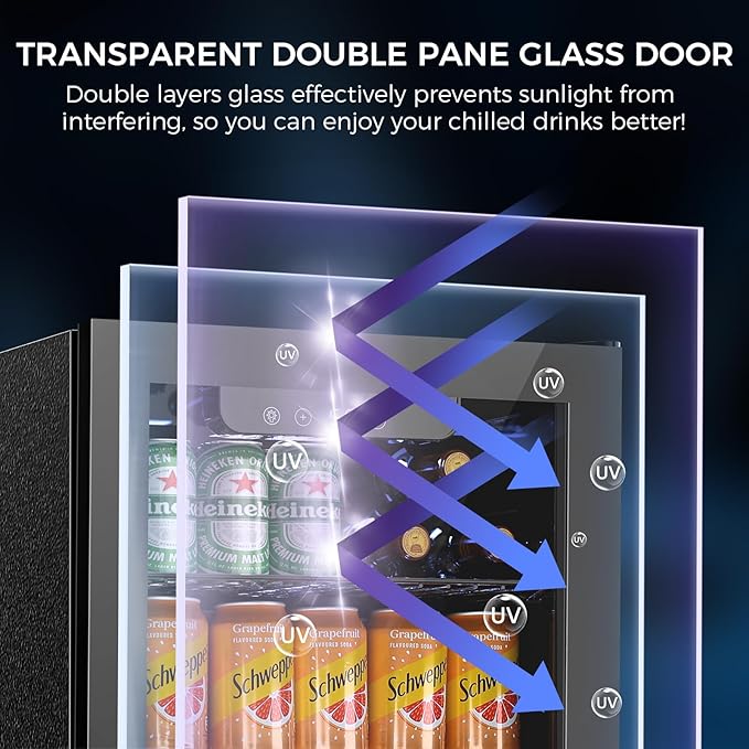 Electactic 68 Cans Beverage Refrigerator Cooler, 1.7 cu.ft Mini Fridge Glass Door Drink Cooler for Beer, Soda,Wine, Digital Temperature Control for Home Office Bar - Image 5