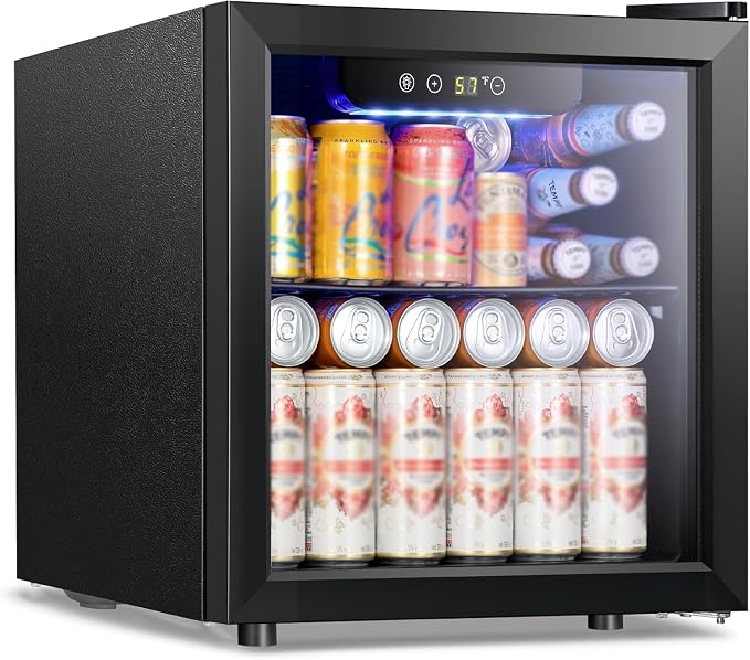 Kismile 1.3 Cu.ft Beverage Refrigerator and Cooler,12 Bottle 48 Can Mini Fridge Glass Door, Digital Temperature Display for Soda, Beer or Wine, Small Drink Dispenser Cooler for Home, Office, Bar by Kismile
