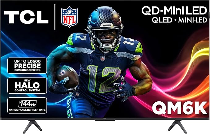 TCL 50 Inch Class QM6K Series | Mini LED QLED 4K HDR | 50QM6K, Latest Model | 120HZ-144HZ High Brightness Smart Google TV Dolby Atmos Onkyo Audio | Voice Remote Alexa Gaming Streaming Television by TCL
