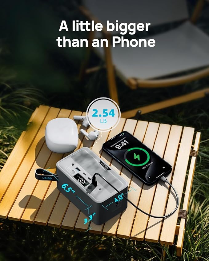 DARAN Portable Power Station 100W with 25W Solar Panel LiFePO4 Battery Power Bank with110V AC Outlets Solar Generator Fast Charging for Hurricane Emergency,Outdoor Use,Off-Grid traveling - Image 3