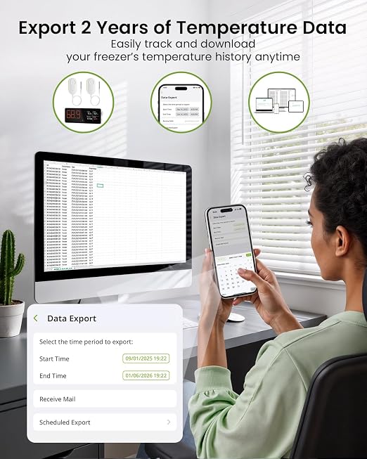 MOCREO WiFi Refrigerator Thermometer, Remote Email & App Alert, 2 Years Data - Image 7