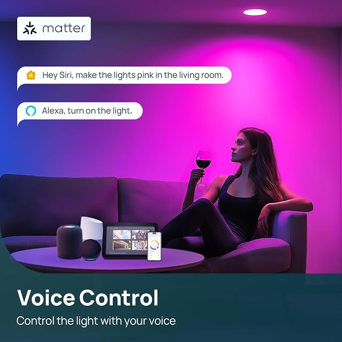 Linkind Matter Smart Light Bulb, 1200LM 85W BR30 Smart Flood Light Bulbs Work - Image 4