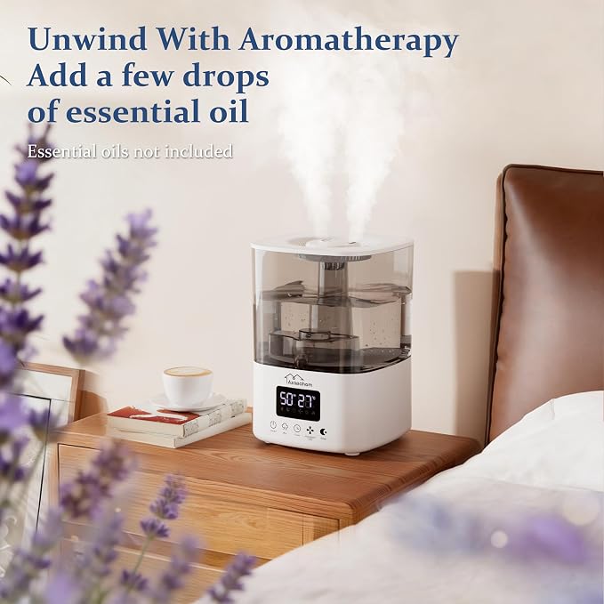 Smart Humidifiers for Bedroom, Top Fill 4L Cool Mist Air Humidifier for Large Room, Essential Oil Diffuser App Control, Fast Symptom Relief, Nightlight, 12H Quiet Runtime for Baby, Plant - Image 6