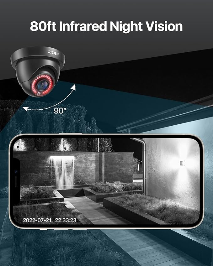 ZOSI 1080P HD Security Camera Indoor Outdoor, 1920TVL 2.0MP 4-in-1 HD - Image 3