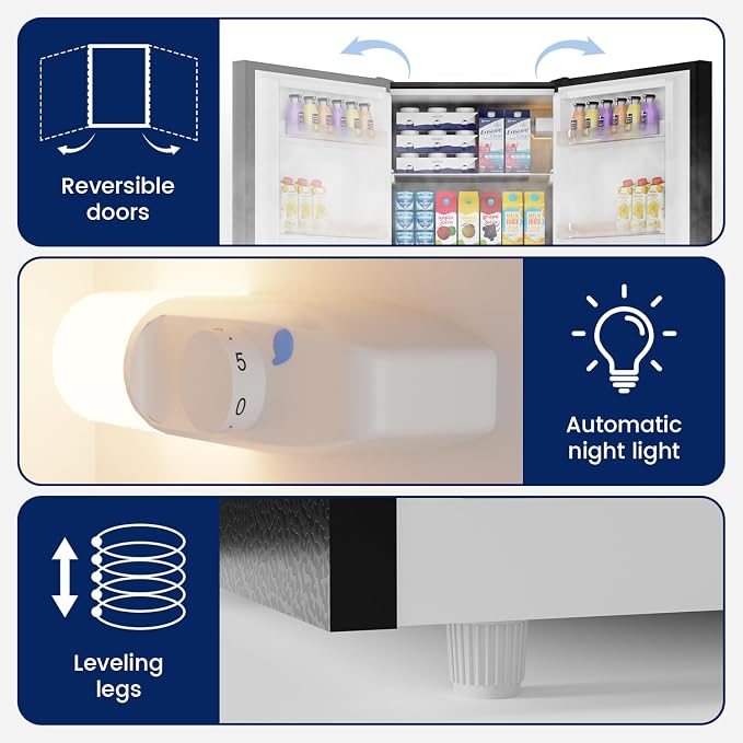 Apartment 7.1 Cu.Ft Refrigerator with Bottom Freezer Black | Office Fridge with Bottom Freezer, Large Capacity, Energy Saving, Adjustable Thermostat, Low Noise - Image 4