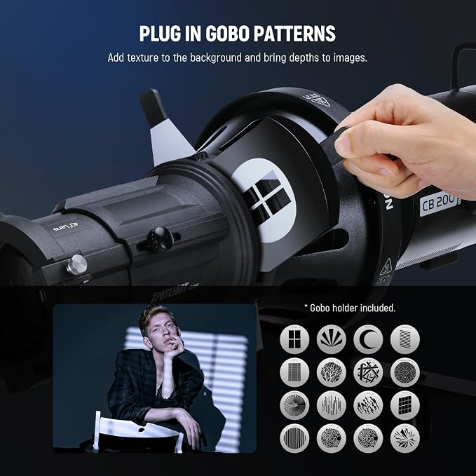 NEEWER Spotlight Snoot with 40° Projection Lens, Adjustable Focus, 16 Metal - Image 5