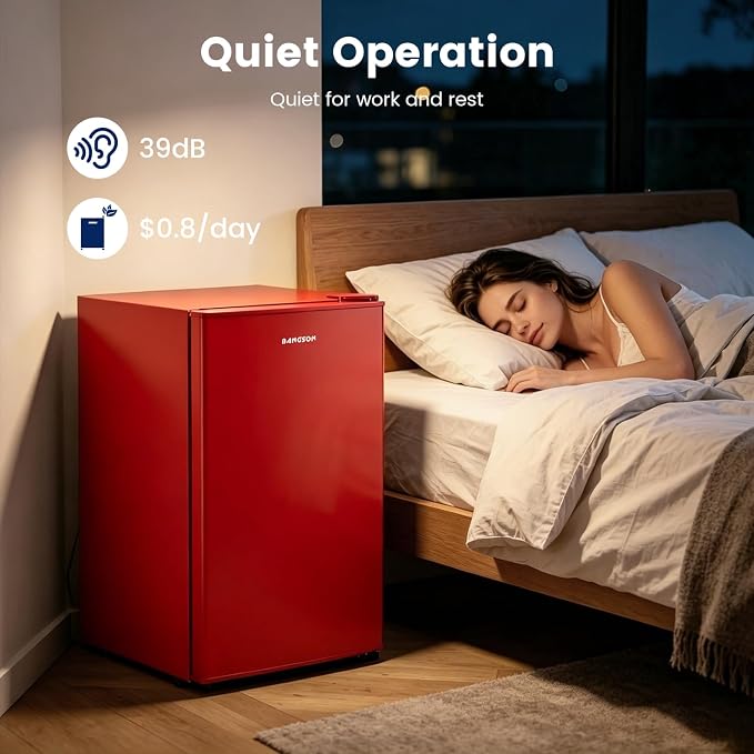 2.6 Cu Ft Small Fridge with Freezer for Office Red | Mini Refrigerator for Dorm Bedroom, Compact Fridge, Energy-efficient, Low Noise - Image 6