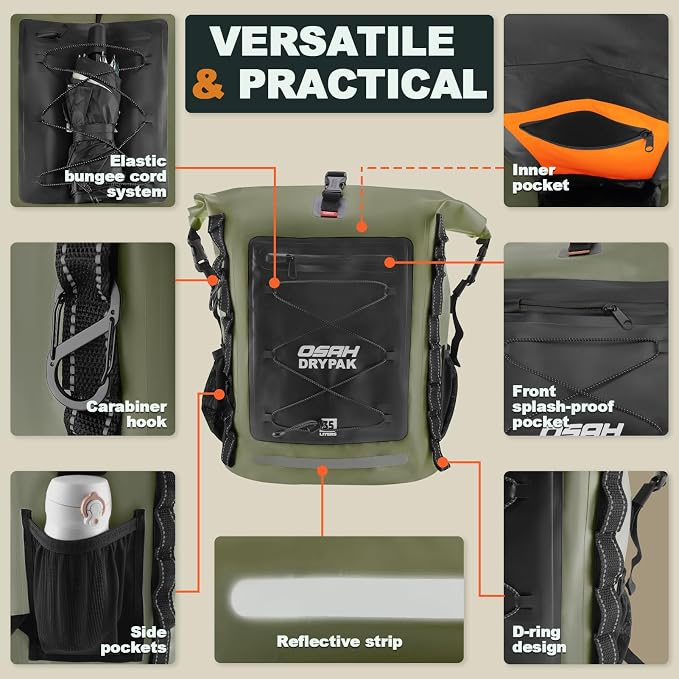 OSAH DRYPAK Waterproof Backpack Dry Bag 35L/55L/85L – Heavy Duty Roll-Top - Image 3