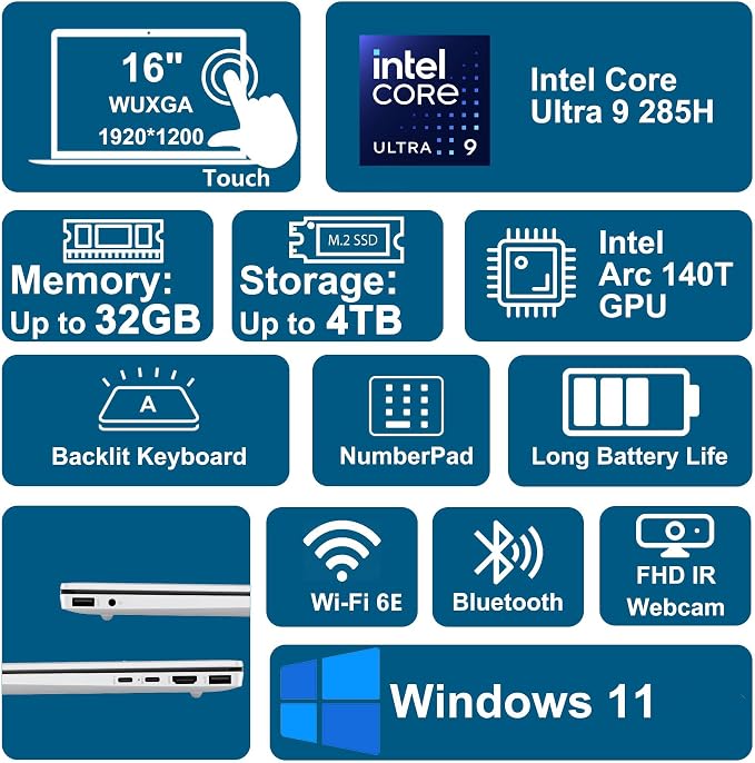HP OmniBook AI Laptop Computer | Intel Ultra 9 285H | 32GB RAM, 1TB SSD | 16" Touchscreen | Long Battery Life and Fast Charging | 13 Tops NPU | Office 365 | Windows 11 Home - Image 2