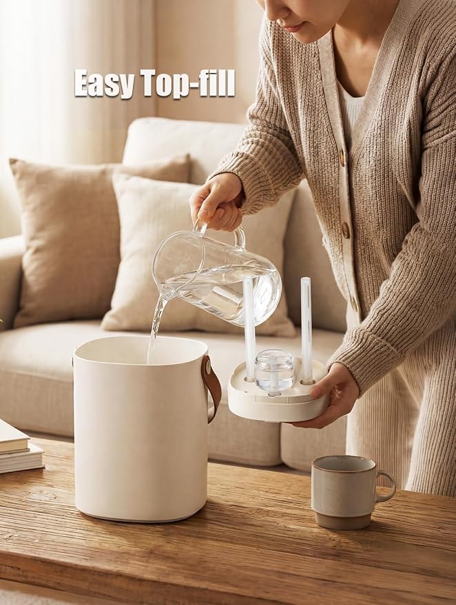 Humidifier for Bedroom, 2L Cool Mist Humidifier with Essential Oils Diffuser and Nightlight, Top Fill Humidifiers for Home, Auto Shut-Off, Carry Handle, Quiet Easy to Fill & Clean for Home - Image 2