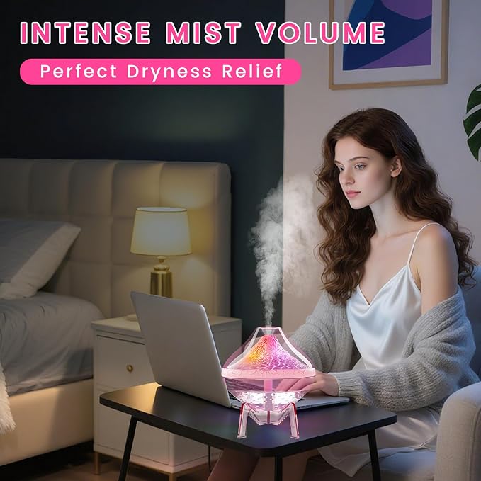 Humidifiers for Bedroom Cool Mist Ultrasonic Small Humidifier with Humidity Sensor Auto Shut Off LED Colorful Gradient Light Mini Humidifier For Plants,Bedroom,Baby Room,Office, Home（Pink) - Image 3