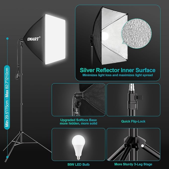 EMART 8.5 x 10 ft Backdrop Support System, Professional Photography Lighting Kit - Image 6