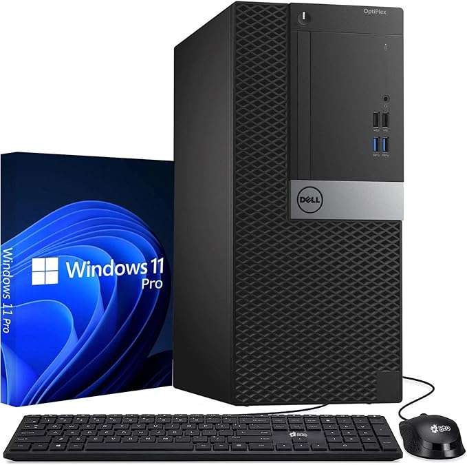Dell Tower Desktop PC – Intel Core i5-6500 6th Gen Processor – 16GB DDR4 RAM – 1TB SSD – Keyboard & Mouse – Wi-Fi – Office, Home, Business Desktop Computer Windows 11 Pro (Renewed) by Amazon+Renewed
