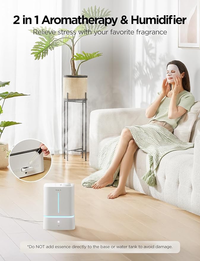 GoveeLife Smart Humidifiers for Bedroom, 4.5L Cool Mist Air Humidifiers with Scent Diffuser & Nightlight, 40H Runtime, Easy to Clean, Quiet Top Fill Ultrasonic Humidifier for Plant, Large Room, Baby - Image 9