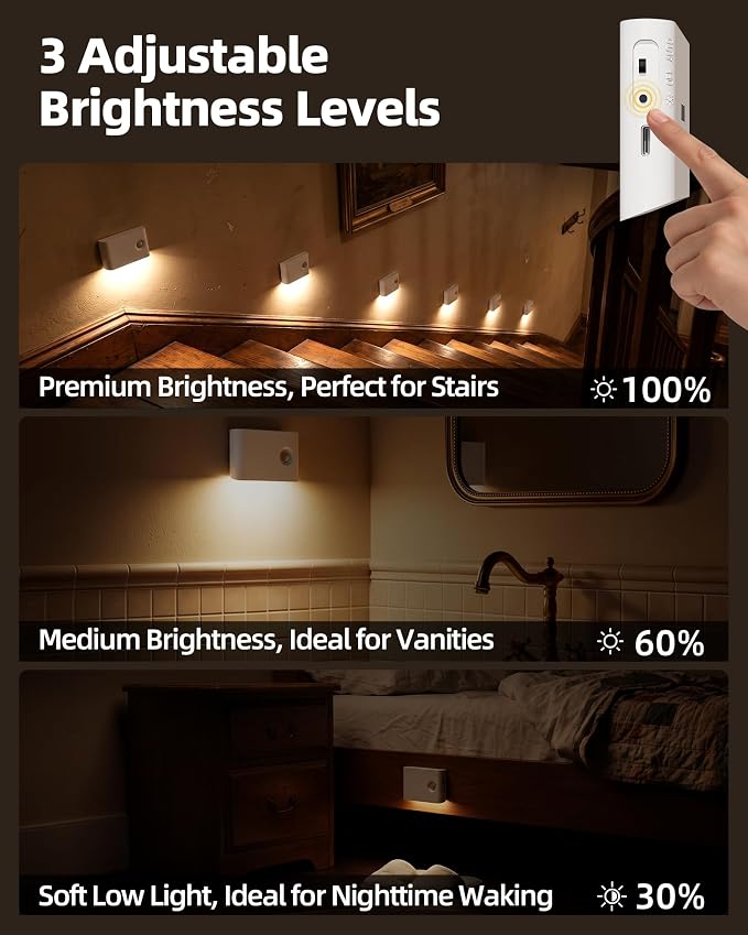 EZVALO Motion Sensor Night Lights, Rechargeable 1500mAh LED Stair Lights - Image 7
