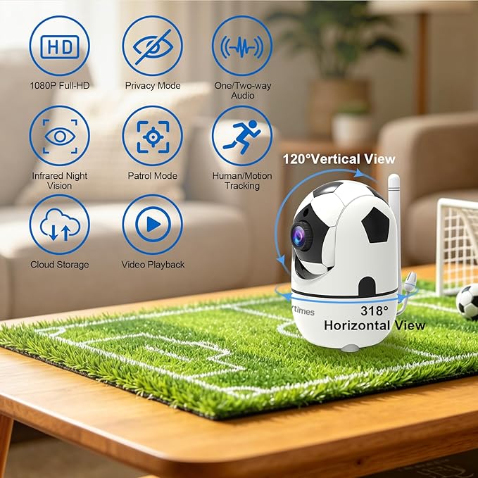 VTimes 1080P Pan/Tilt Indoor Camera Wireless, WiFi Cameras - Image 2