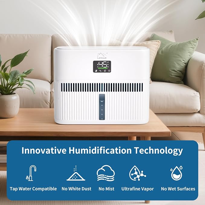Smart Evaporative Humidifiers for Bedroom, Living Room, Nursery, Large Room up to 300 ft², 5L Tank, Max 48H Runtime, Mist-free Top Fill Humidifier for Baby, Plants, Easy to Clean - Image 3